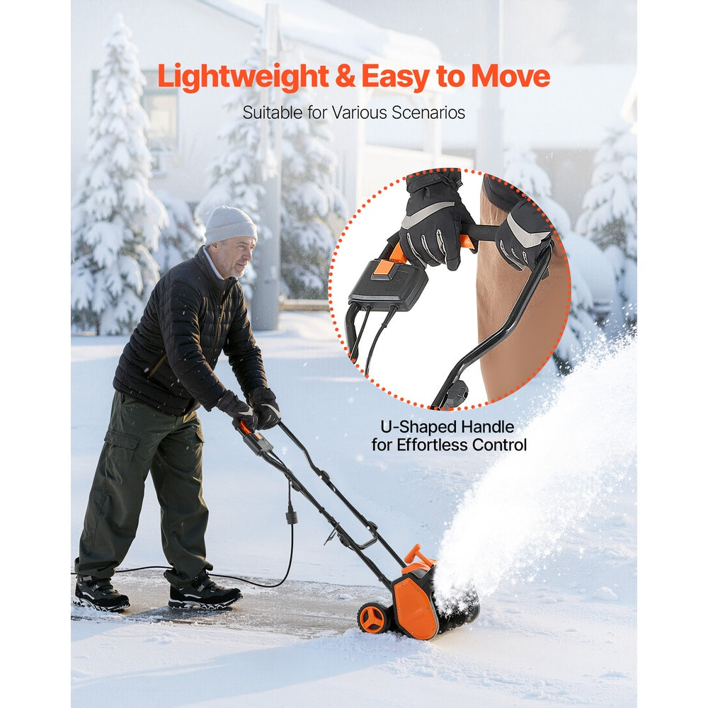 Electric Snow Shovel 12A 17 in Corded Snowthrower 60¡ã Chute 20 ft Throw 1500W Dual Safety Switch for Driveway