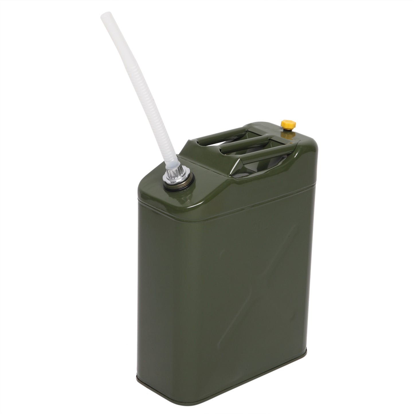 20L Metal Jerry Can with Flexible Spout, Gasoline Diesel Fuel Storage Container, Army Green