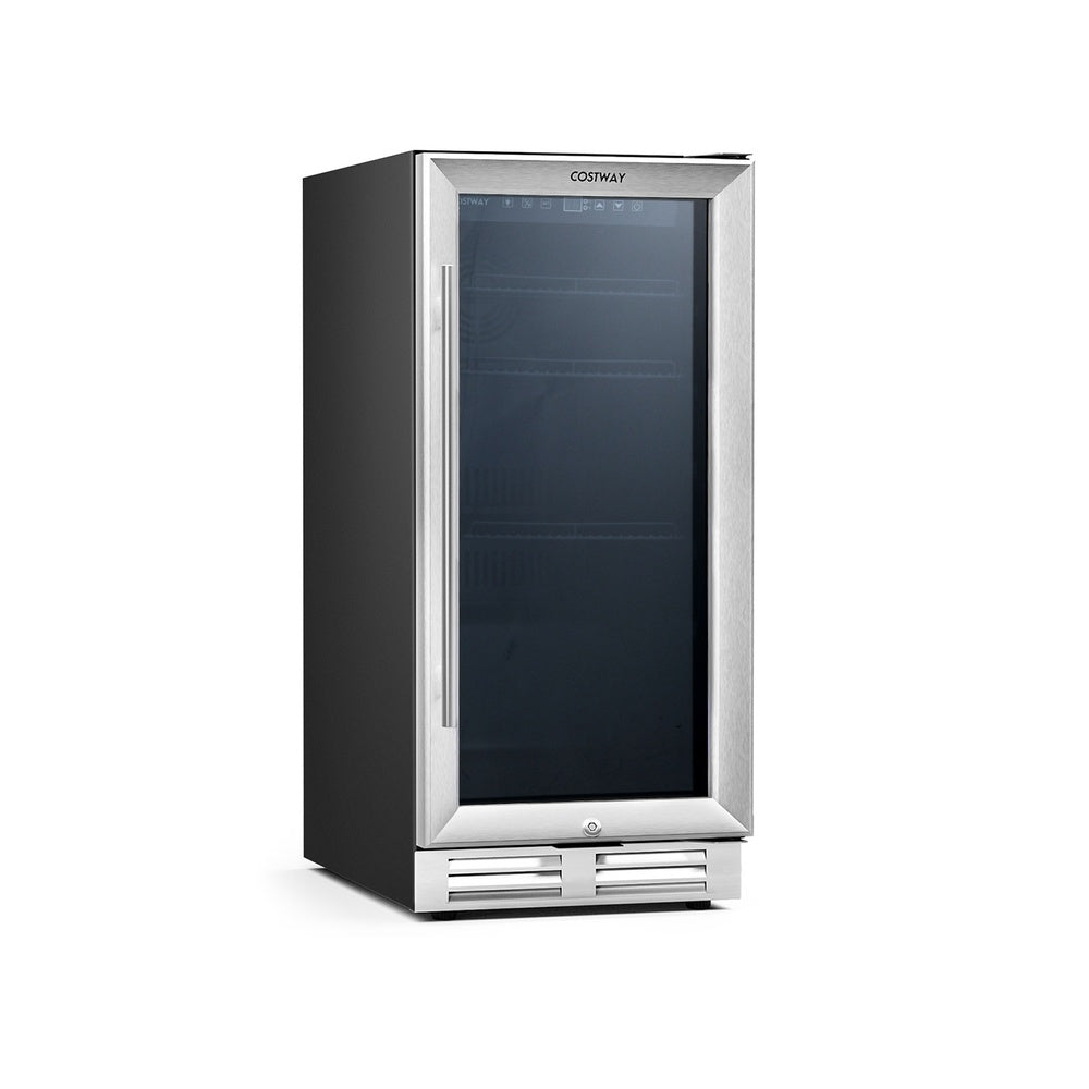 15 in. Built-In Freestanding Beverage Cooler 100 Can 3.5 Cu. Ft. 37 to 64 F Double Glass Door Lock
