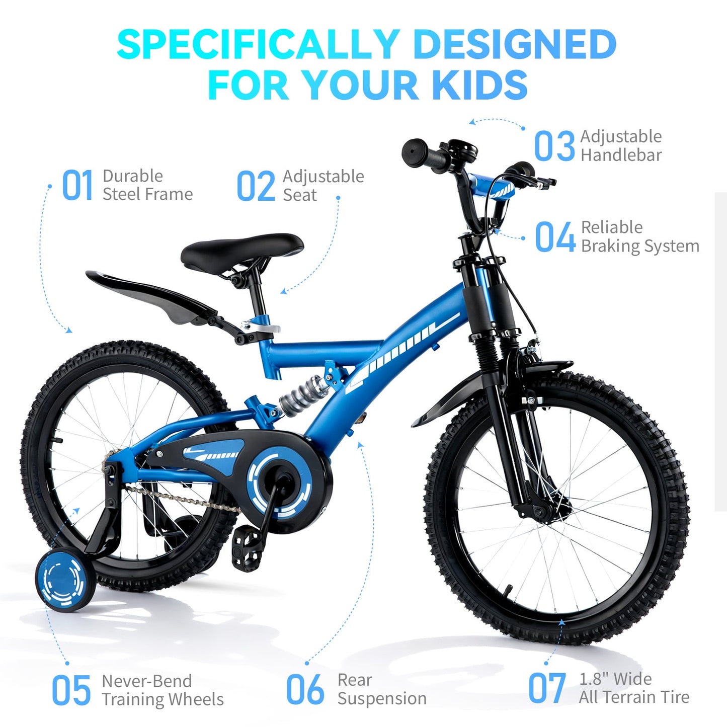 Bestcore 16in Kids Bike, Ages 4-7 Years, Blue