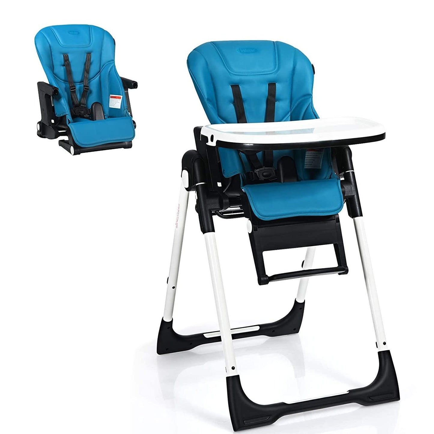 4 in 1 Baby High Chair Booster Seat 7 Heights 5 Backrest Convertible 0-36 Months Pyramid Wheels Dishwasher