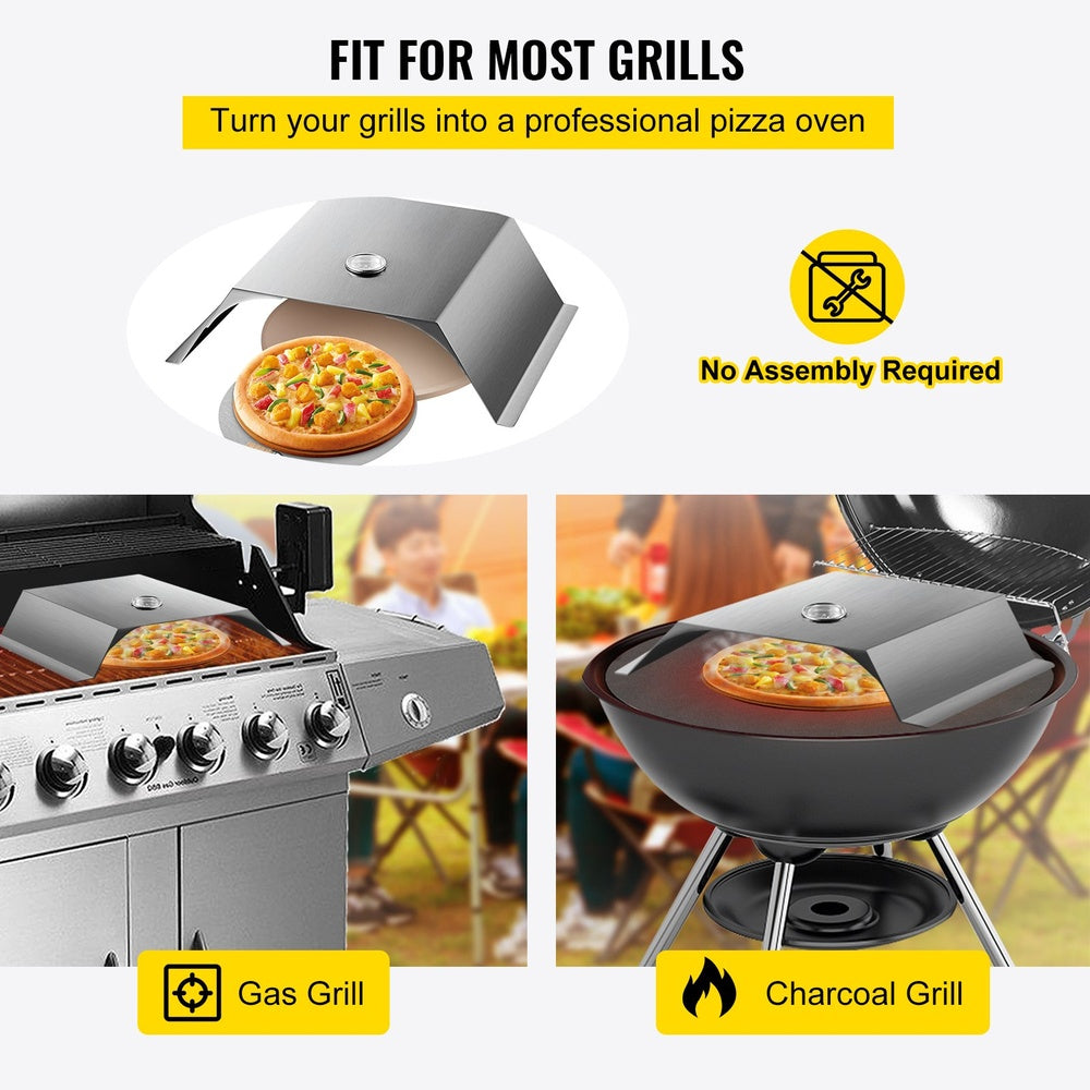 Pizza Oven Kit for 22 in. Charcoal Grill, Stainless Steel Pizza Maker with 13 in. Stone and Peel