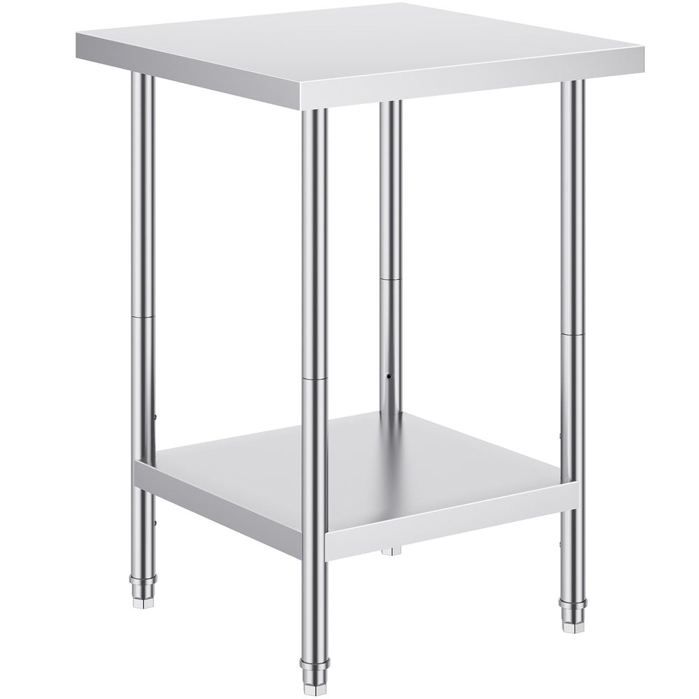 Stainless Steel Prep Table with Adjustable Undershelf, 24 in. x 24 in. x 34 in., 700 lb Capacity, for Kitchens