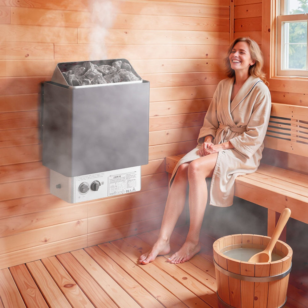 Sauna Heater 6KW 220V Electric Sauna Stove Built-in Controls 3h Timer Adjustable Temp 176-318 cu.ft Home