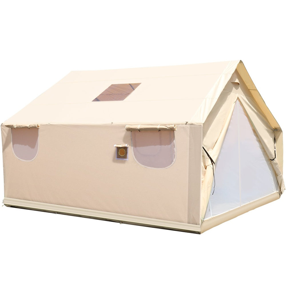 12 ft. x 14 ft. Canvas Wall Tent with Stove Jack 300GSM Waterproof Cotton Camping Tent for 8-10 People
