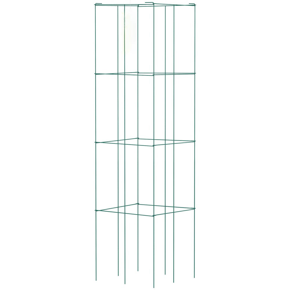 Tomato Cages 6-Pack 14.6 x 14.6 x 39.4 in Square Foldable PVC-Coated Steel Plant Support Trellis Green