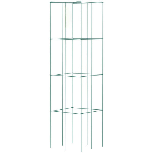 Tomato Cages 6-Pack 14.6 x 14.6 x 39.4 in Square Foldable PVC-Coated Steel Plant Support Trellis Green