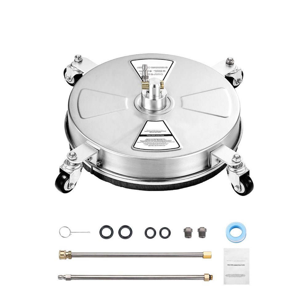 15 in Pressure Washer Surface Cleaner Stainless Steel 4000 Max PSI 4 gal/min 4 Wheels 1/4 in Quick-Connect