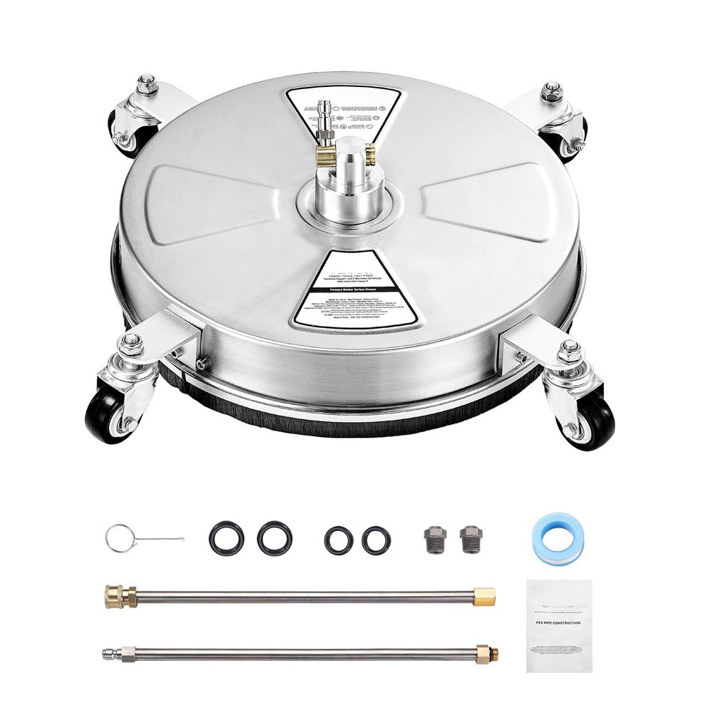 15 in Pressure Washer Surface Cleaner Stainless Steel 4000 Max PSI 4 gal/min 4 Wheels 1/4 in Quick-Connect