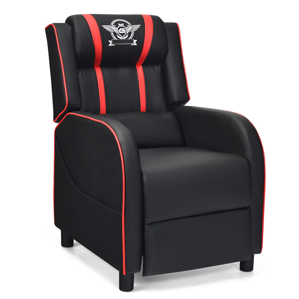 Massage Gaming Recliner Chair PU Leather 90 to 160 Reclining 8 Massage Modes 330 lb. Footrest Side Pockets