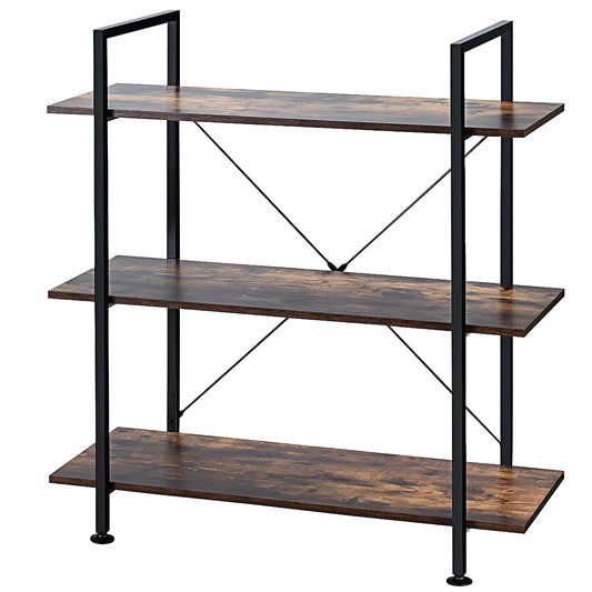 Industrial Freestanding Bookcase with Metal Frame and Open Shelves for Home Office, 3-Tier