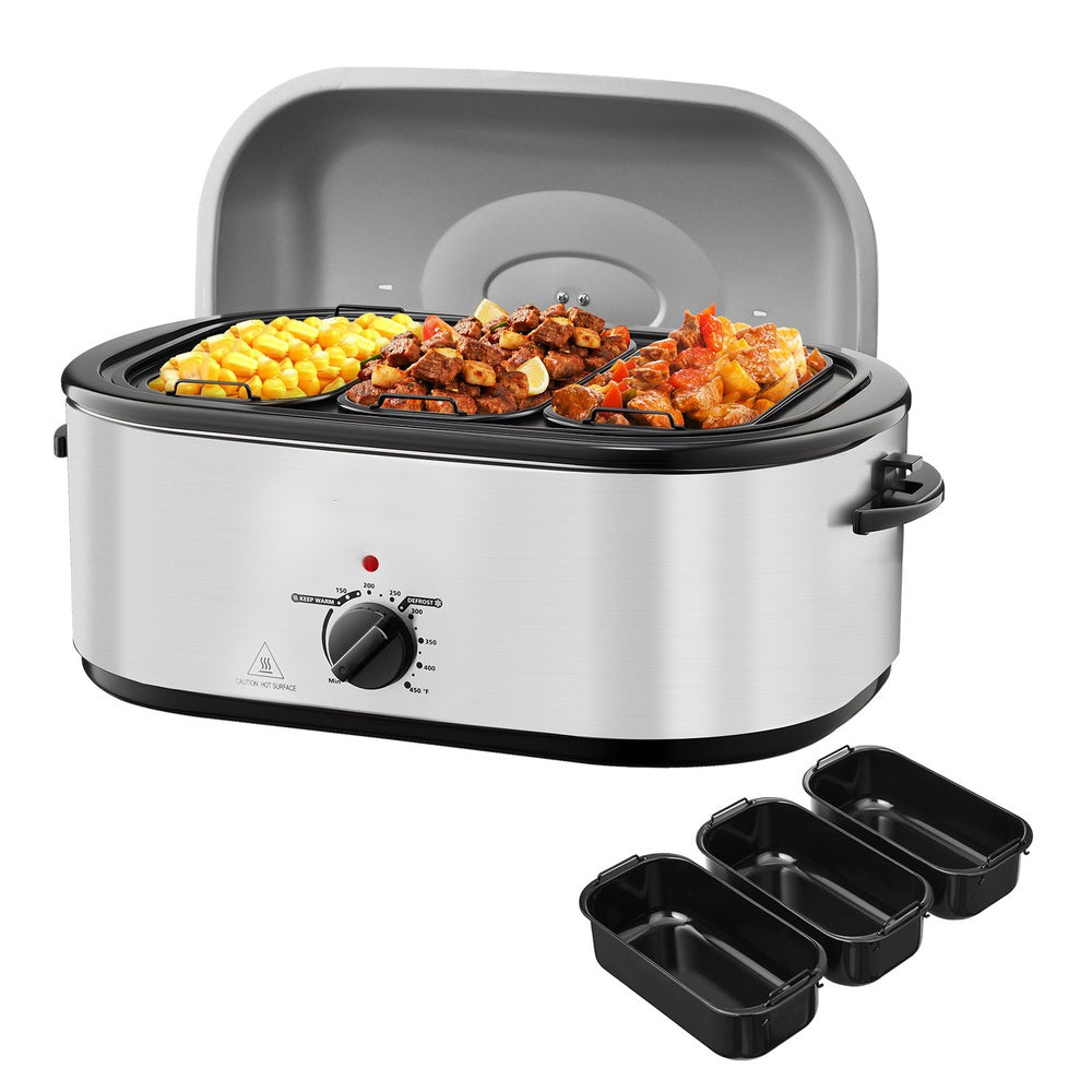 24 qt Electric Roaster Oven with Adjustable Temperature and Self-Basting Lid