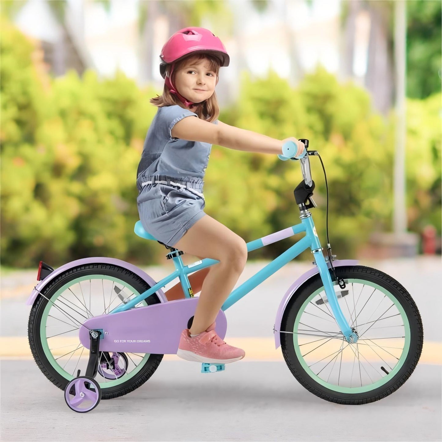 Kids Bike with Adjustable Handlebar and Saddle Purple-18 Inches