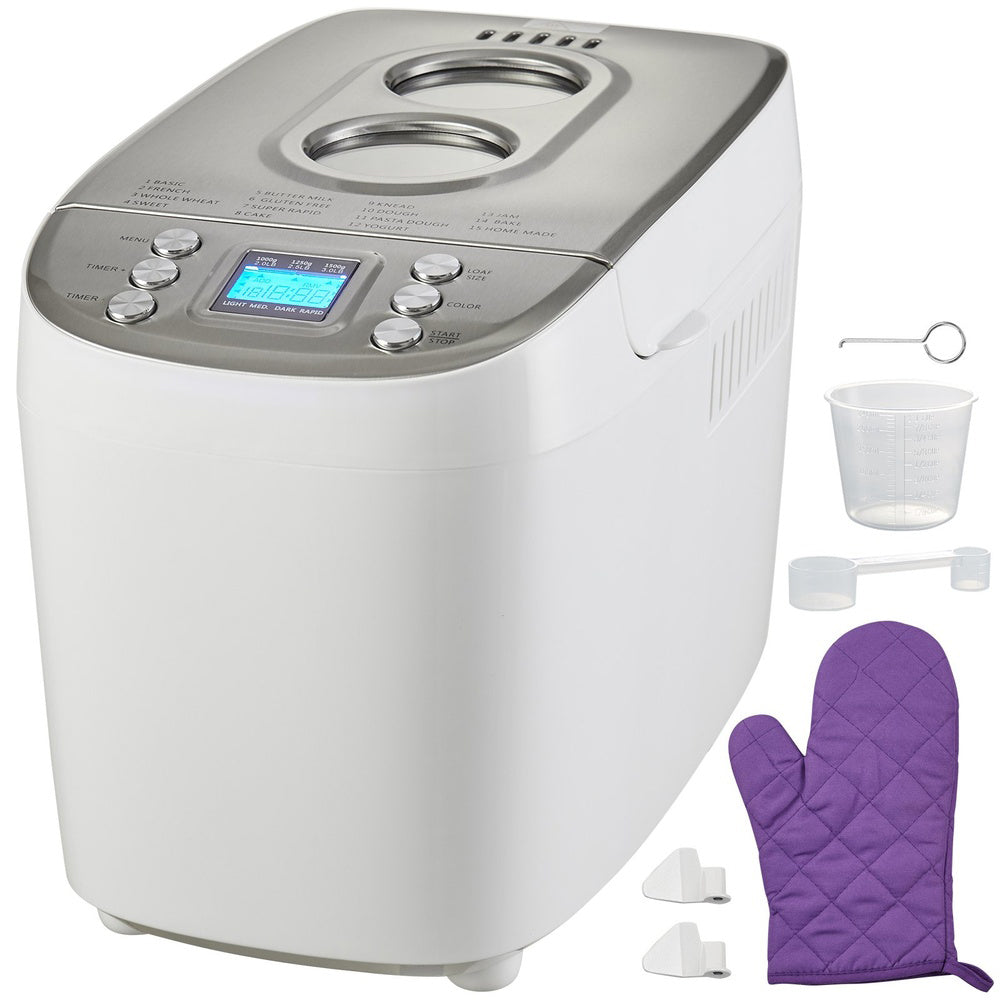 15-in-1 Programmable Bread Maker 3 lb with Ceramic Pan and Gluten Free Setting