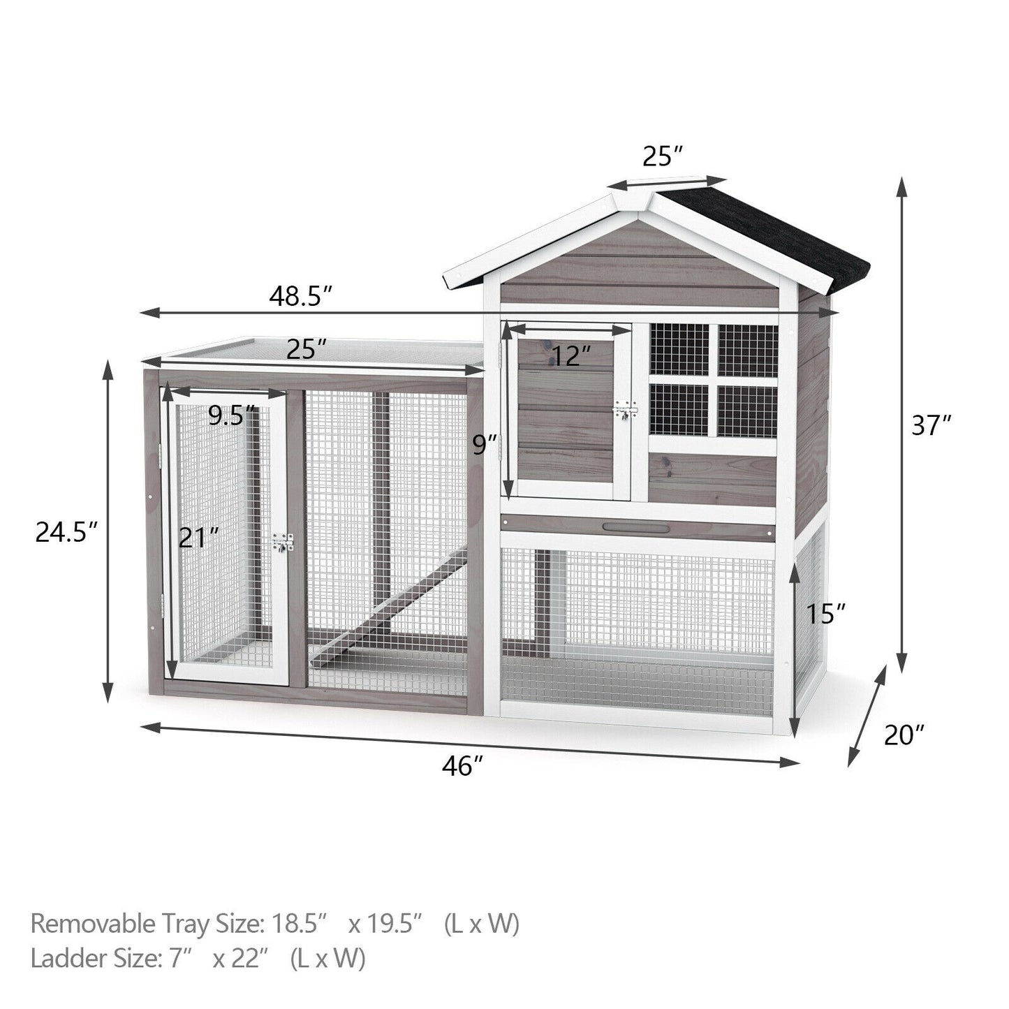 2-Story Rabbit Hutch Wood + Pull Out Tray Hygiene + All-Round Wire Fence + Gift-Ready Small Pet Backyard Porch Garden