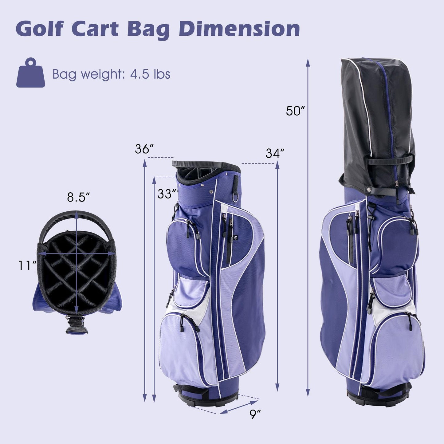 Womenfts Right-Hand Golf Set Driver Fairway Hybrid 5-9 P S Irons Putter 14-Way Bag 7 Zip Pockets Cooler Rain Hood Auto