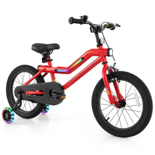 Patented 16 Inch Kids Bike with LED Lights Adjustable Carbon Steel Bicycle for 4-7 Years Old-16 inches