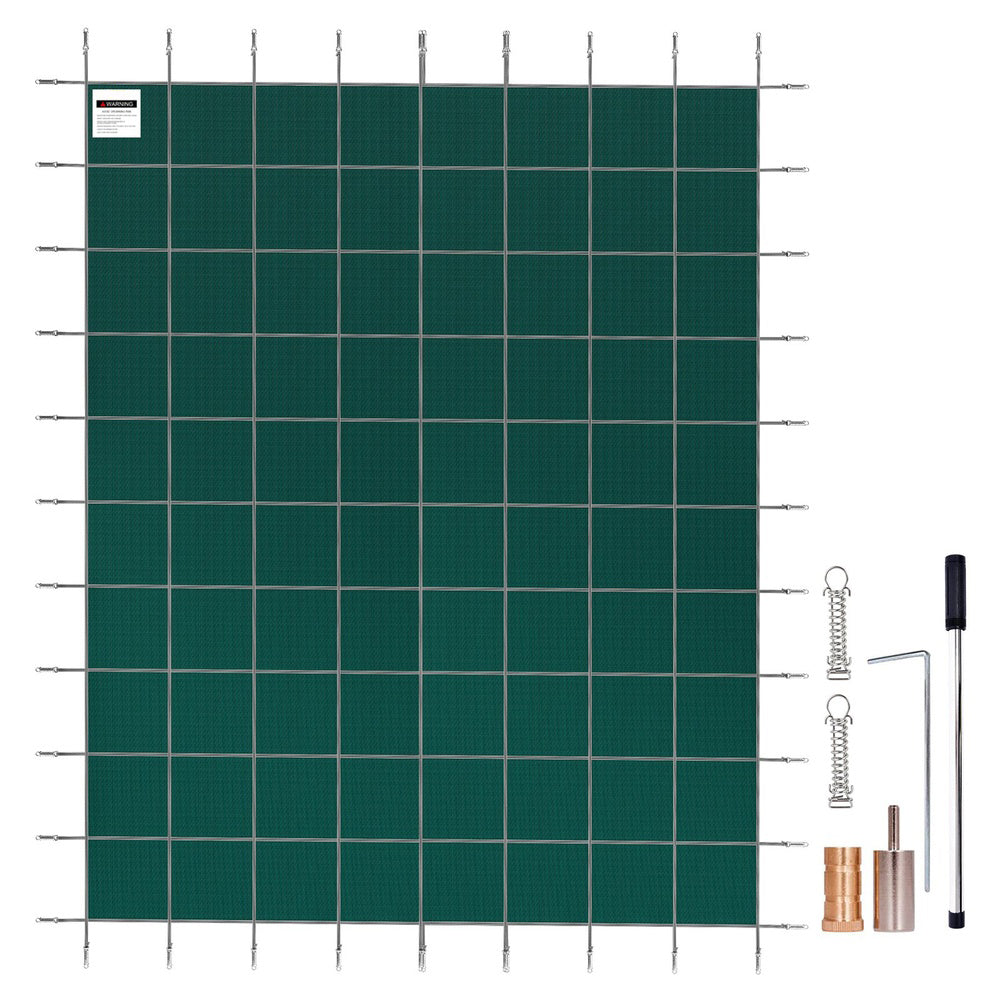 Pool Safety Cover 20 x 40 ft Rectangle Inground Mesh PP Drainage Holes Green Brass Anchors Winter Kit