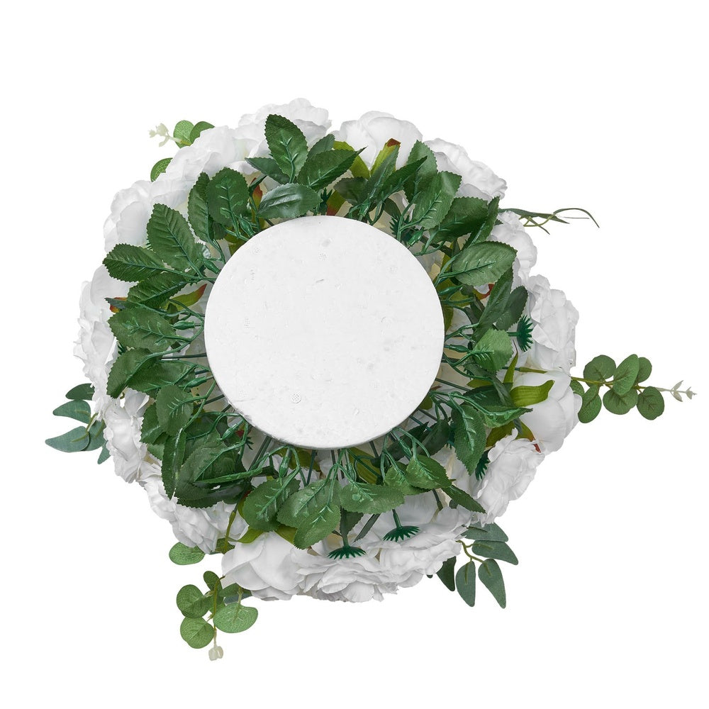 Artificial Flower Ball Centerpieces 10 Pcs 17.7 in Diameter White Rose Kissing Balls for Wedding