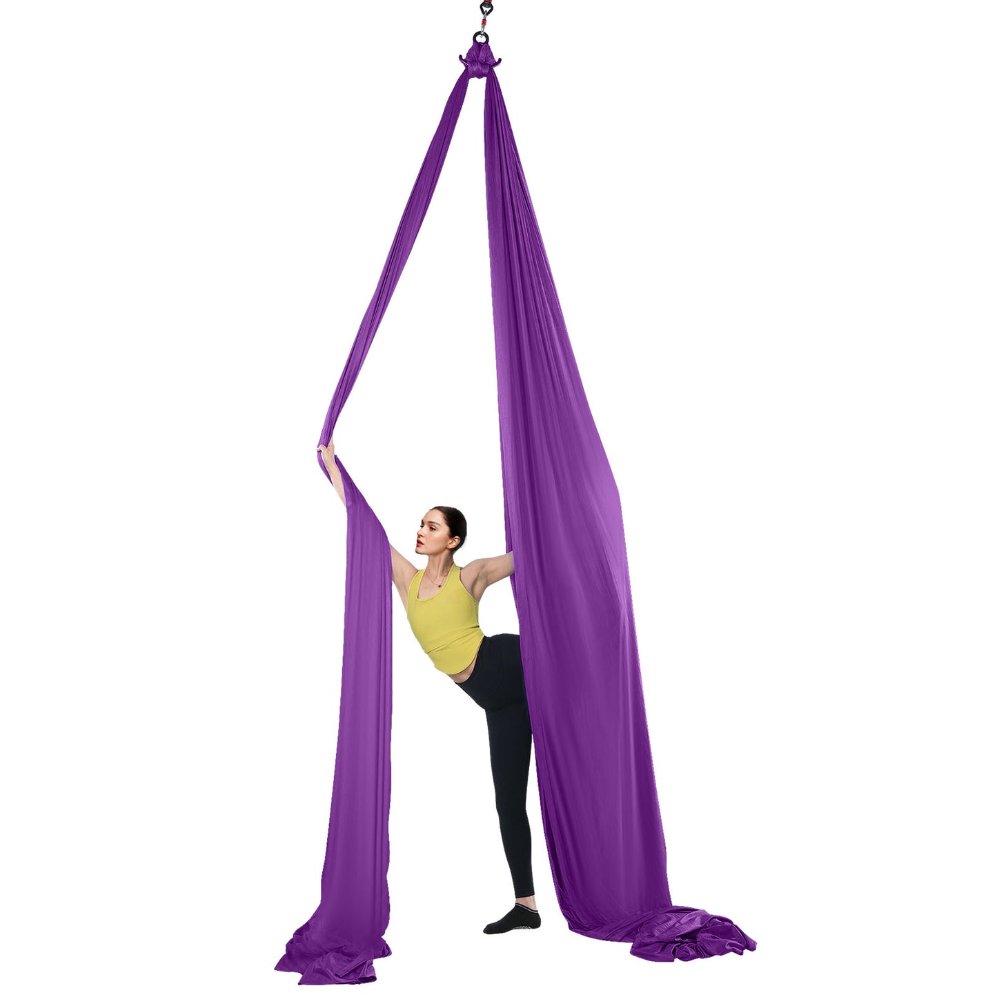 Aerial Silk and Yoga Swing 8.7 Yards, 2204 lb. Antigravity Yoga Hammock Kit with 100 gsm Nylon, Purple