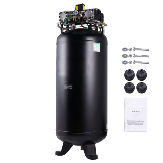 80 Gallon Air Compressor, 6.5HP 15.5 PSI, 2-Stage 145PSI Oil Free Stationary Air Compressor Tank for Industrial Manufacturing, Construction Sites (3-Phase Power, 220V 60 Hz)
