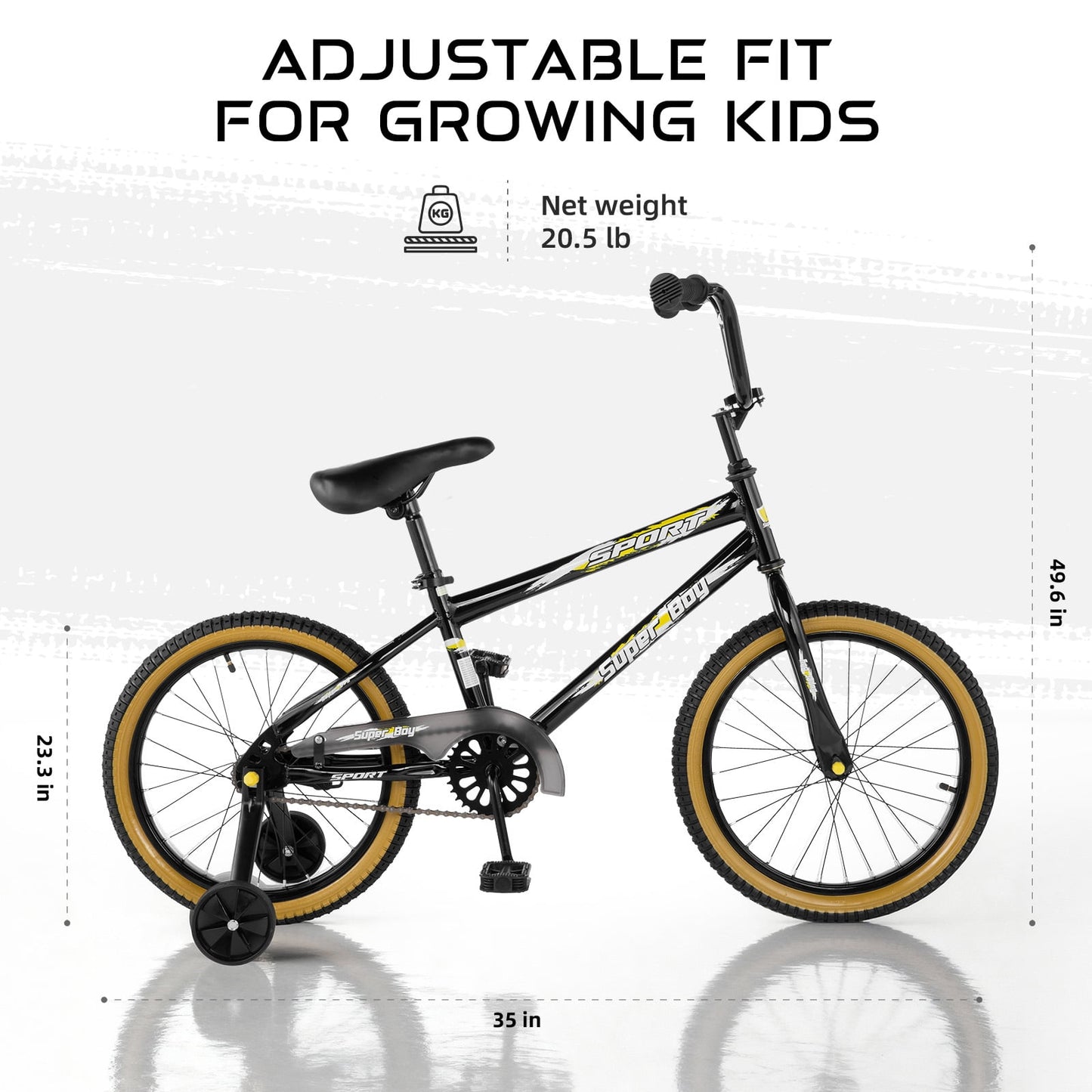 Bestcore 18in Kids Bike, Ages 6-9 Years, Black