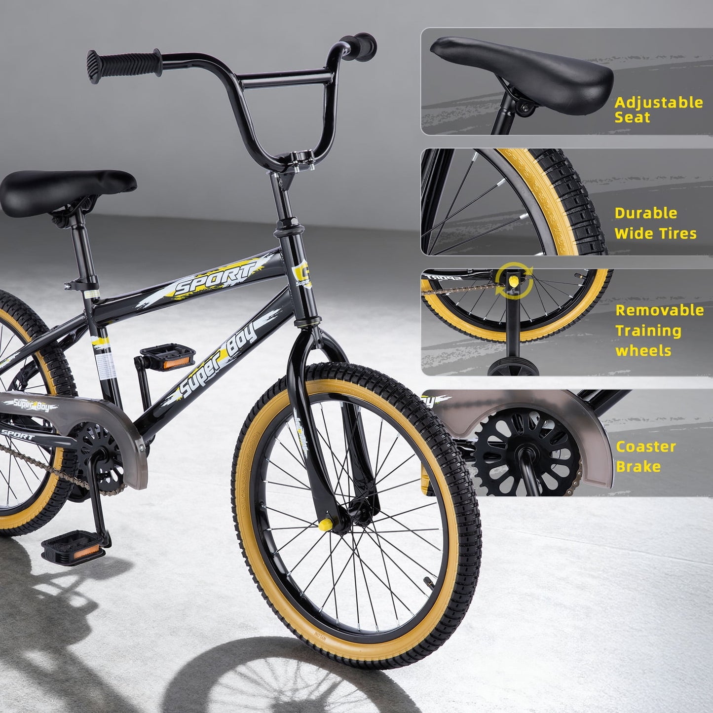Bestcore 18in Kids Bike, Ages 6-9 Years, Black