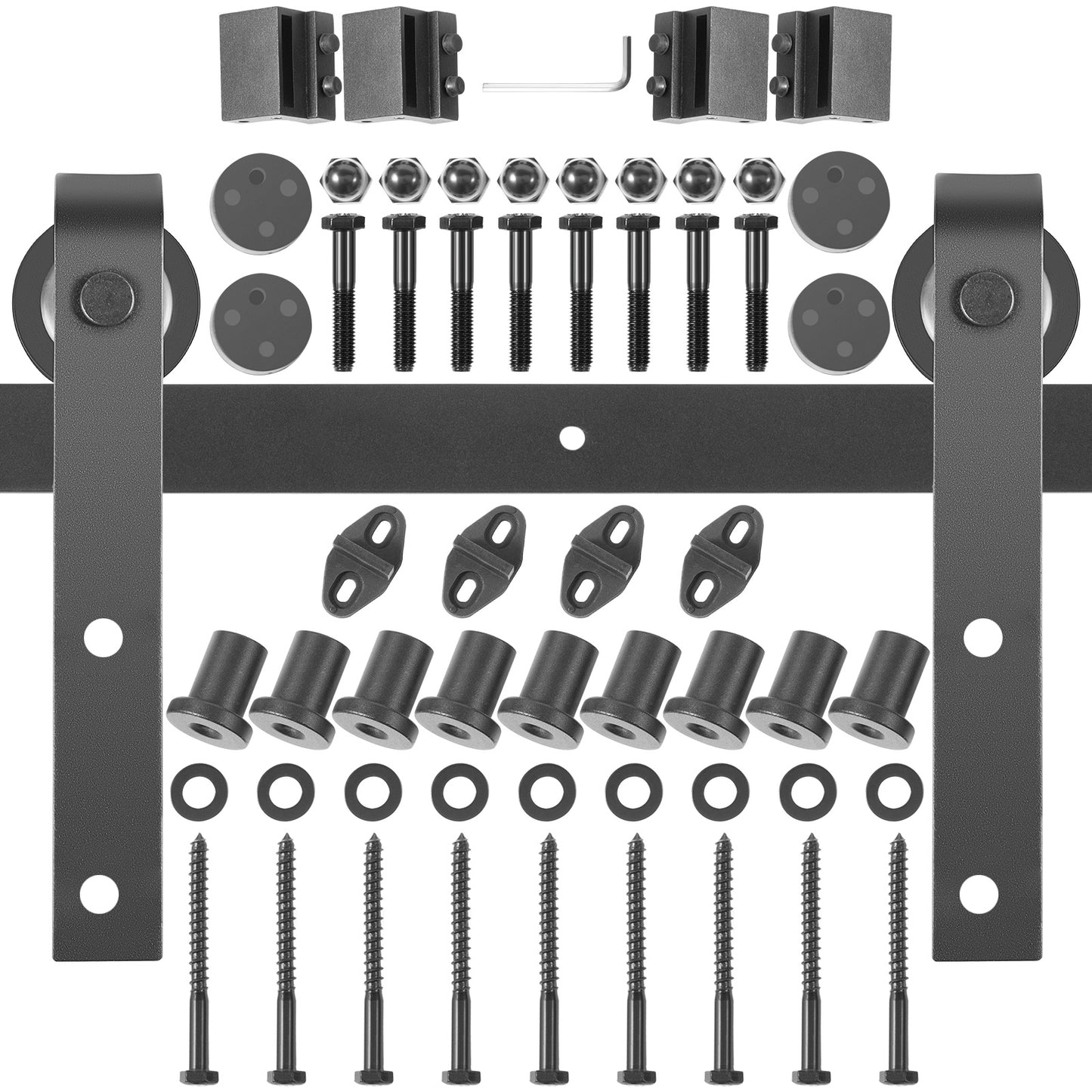 Sliding Barn Door Hardware Kit, 11FT Barn Door Kit, 330LBS Load-Bearing Double Barn Door Hardware Kit, Carbon Steel Barn Door Track, Darn Door for 1.37-1.77 Thickness  5.5FT Wide Door Panel