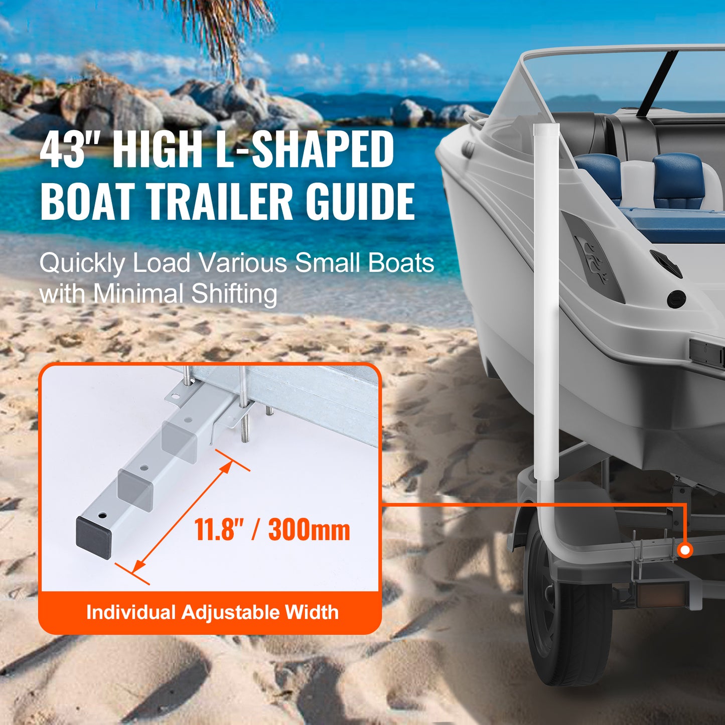 40 in. Boat Trailer Guide Poles 2-PCS High Hardness Steel Guide-Ons with PVC Pipe Posts Adjustable