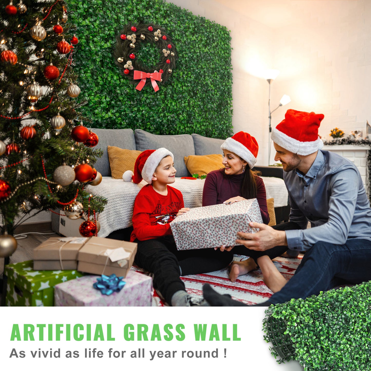 Artificial Boxwood Panel UV 24pcs Boxwood Hedge Wall Panels Artificial Grass Backdrop Wall 20 X 20 4 cm Green Grass Wall Fake Hedge for Decor Privacy Fence Indoor Outdoor Garden Backyard