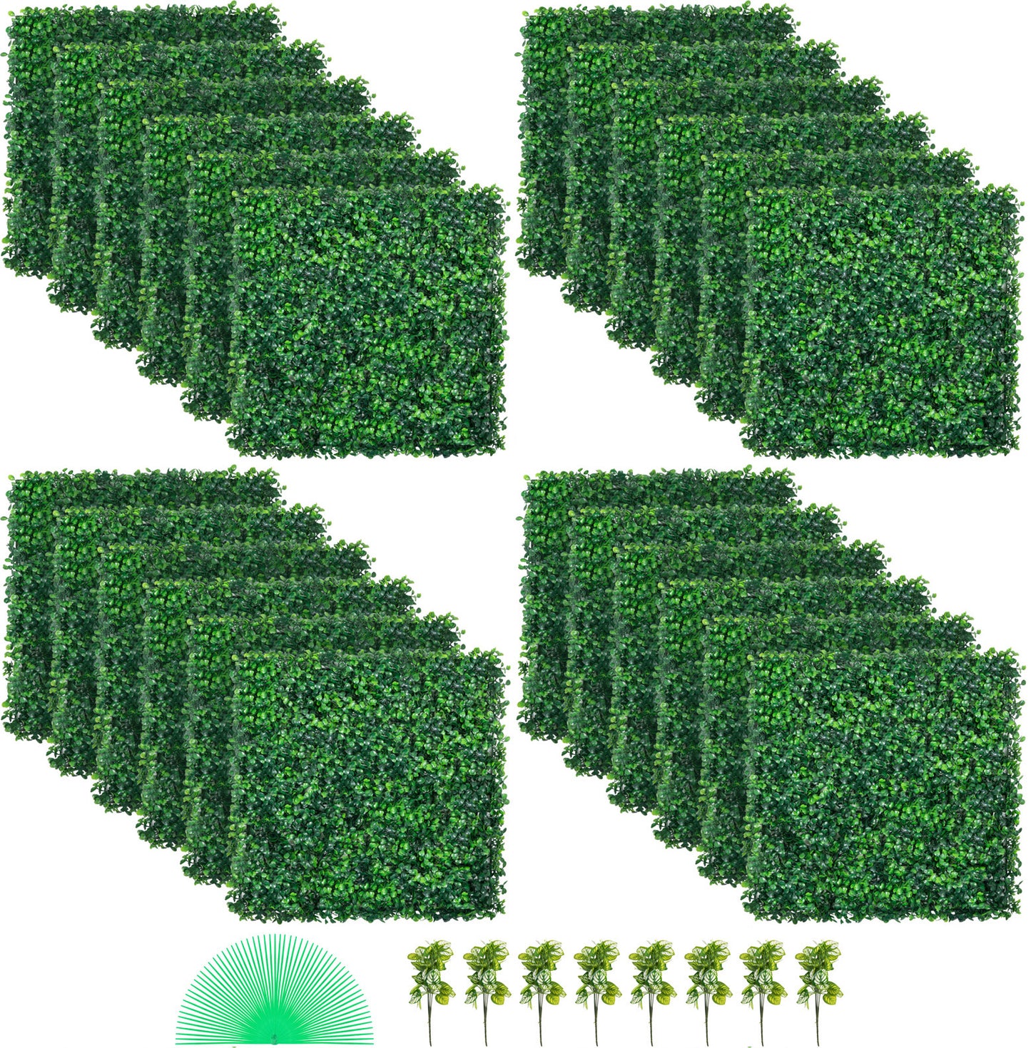 Artificial Boxwood Panel UV 24pcs Boxwood Hedge Wall Panels Artificial Grass Backdrop Wall 20 X 20 4 cm Green Grass Wall Fake Hedge for Decor Privacy Fence Indoor Outdoor Garden Backyard