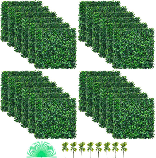 Artificial Boxwood Panel UV 24pcs Boxwood Hedge Wall Panels Artificial Grass Backdrop Wall 20 X 20 4 cm Green Grass Wall Fake Hedge for Decor Privacy Fence Indoor Outdoor Garden Backyard