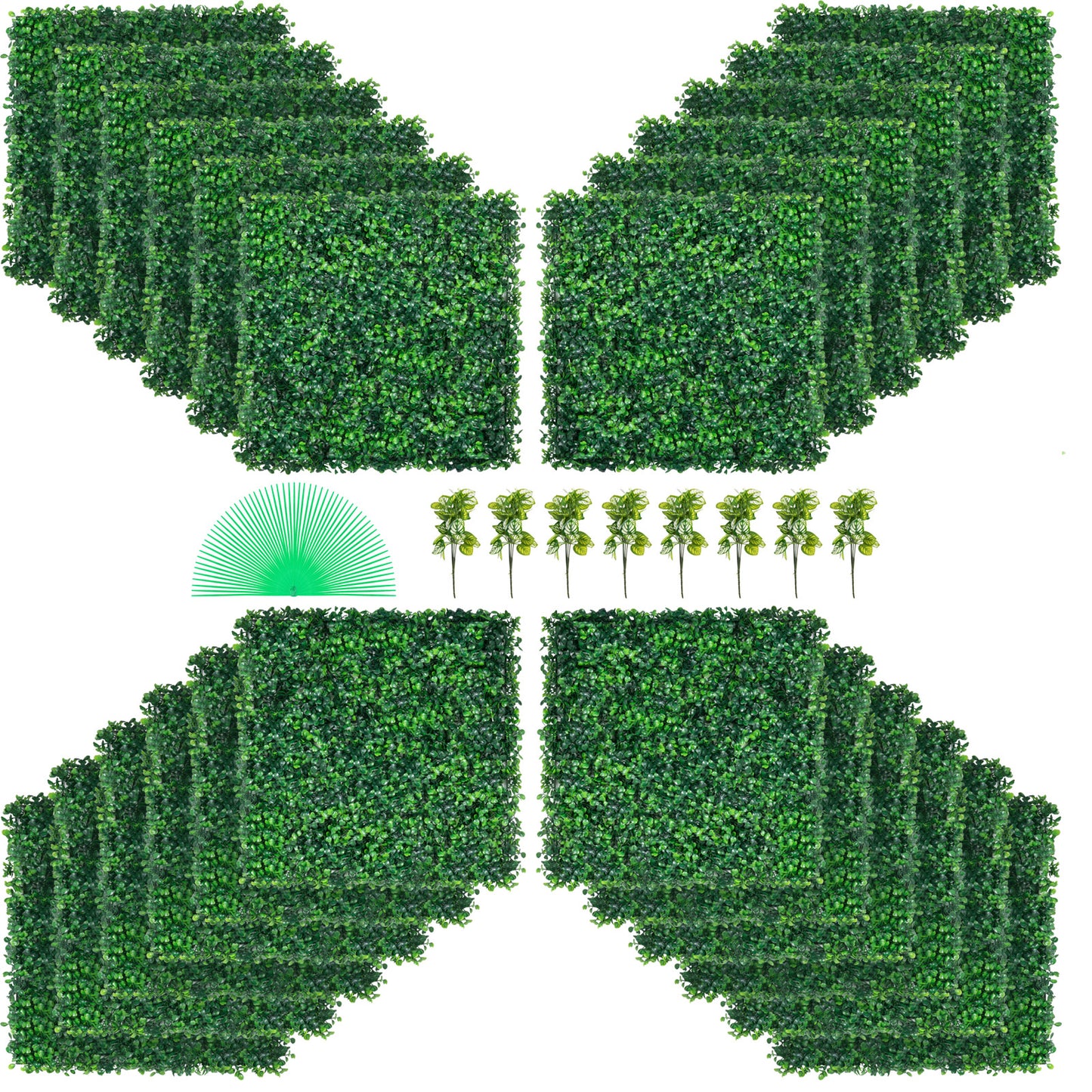 Artificial Boxwood Panel UV 24pcs Boxwood Hedge Wall Panels Artificial Grass Backdrop Wall 20 X 20 4 cm Green Grass Wall Fake Hedge for Decor Privacy Fence Indoor Outdoor Garden Backyard