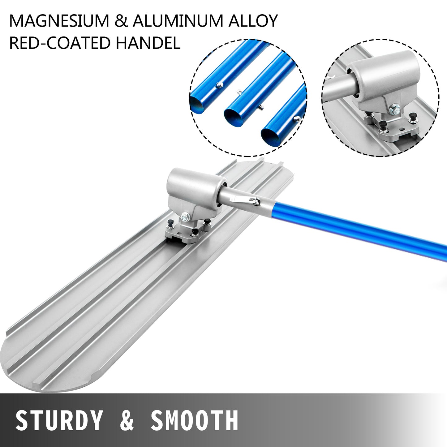 Bull Float Magnesium Concrete Float 48 x 8 Round End Concrete Float Tool Cement Tool Bull Concrete Kit Bull Float with 4 Float Handle Bull Float Bracket Concrete Tools Finishing Bull Float