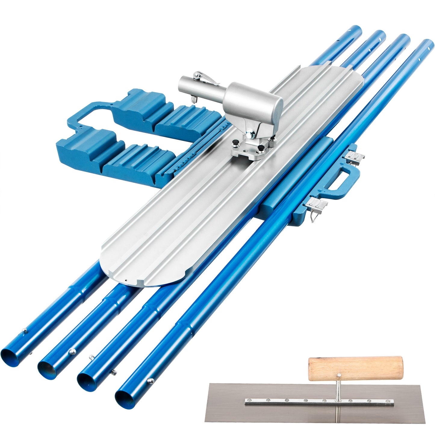 Bull Float Magnesium Concrete Float 48 x 8 Round End Concrete Float Tool Cement Tool Bull Concrete Kit Bull Float with 4 Float Handle Bull Float Bracket Concrete Tools Finishing Bull Float