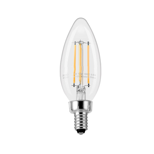 LED Candelabra Bulbs, 12 Pack, Dimmable E12 Base, Clear Glass, 2725K Warm Light, 90+ CRI