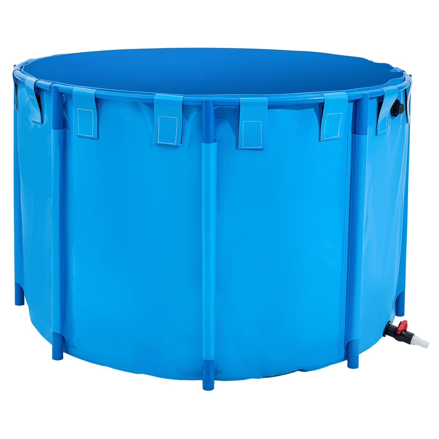 Canvas Fish Pond 448.8 Gal. Above-Ground Round Koi Tank 59 x 59 x 39.4 in. with Drain Valve, Blue