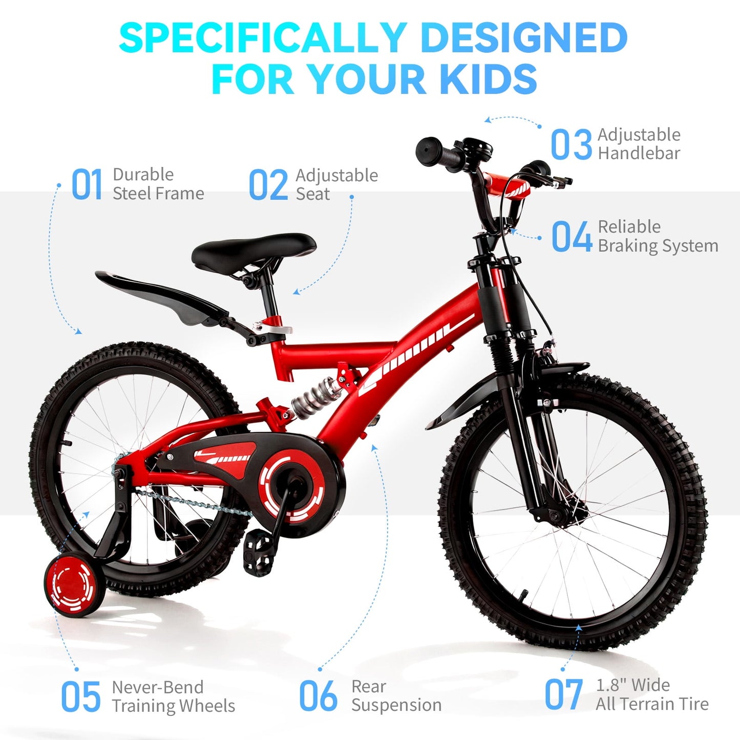 Bestcore 18in Kids Bike, Ages 6-9 Years, Red