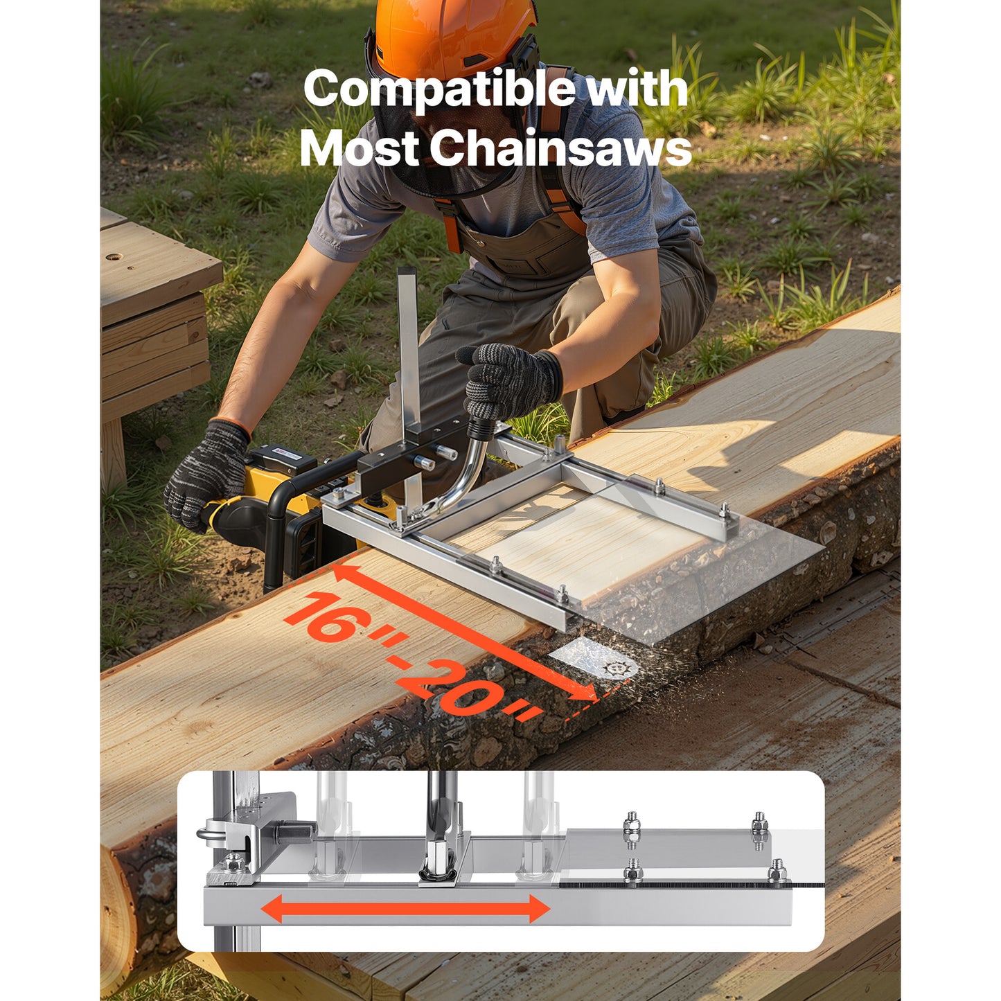 Chainsaw Mill 16-20 in. Portable Sawmill, Lumber Planking Guide with Shield 0.2-11.81 in. Thickness