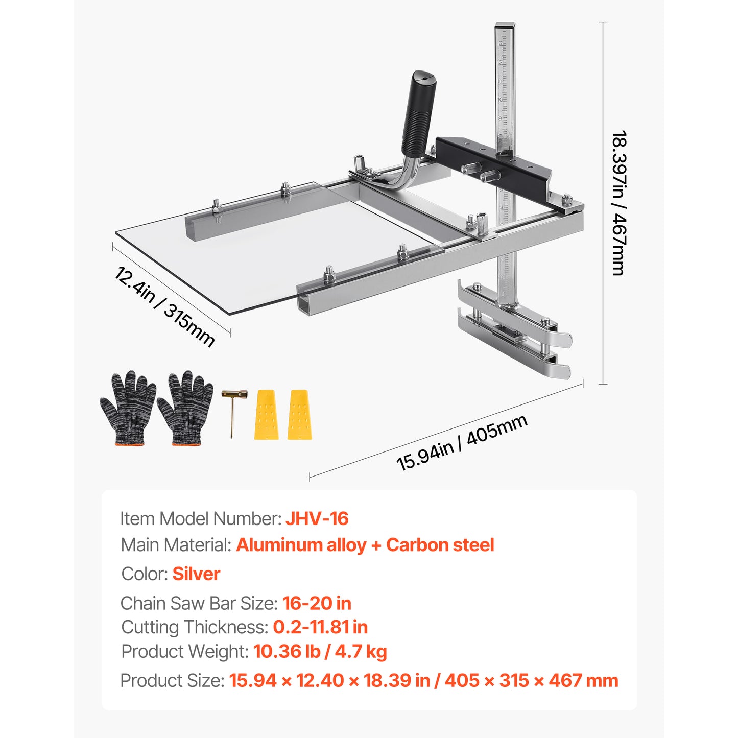 Chainsaw Mill 16-20 in. Portable Sawmill, Lumber Planking Guide with Shield 0.2-11.81 in. Thickness