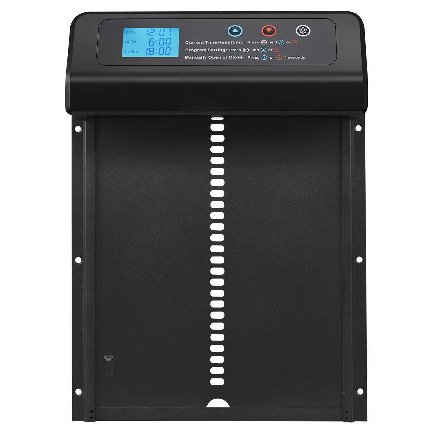 Automatic Chicken Coop Door Battery Powered with Timer Manual Setting, Anti-Pinch Aluminum Black