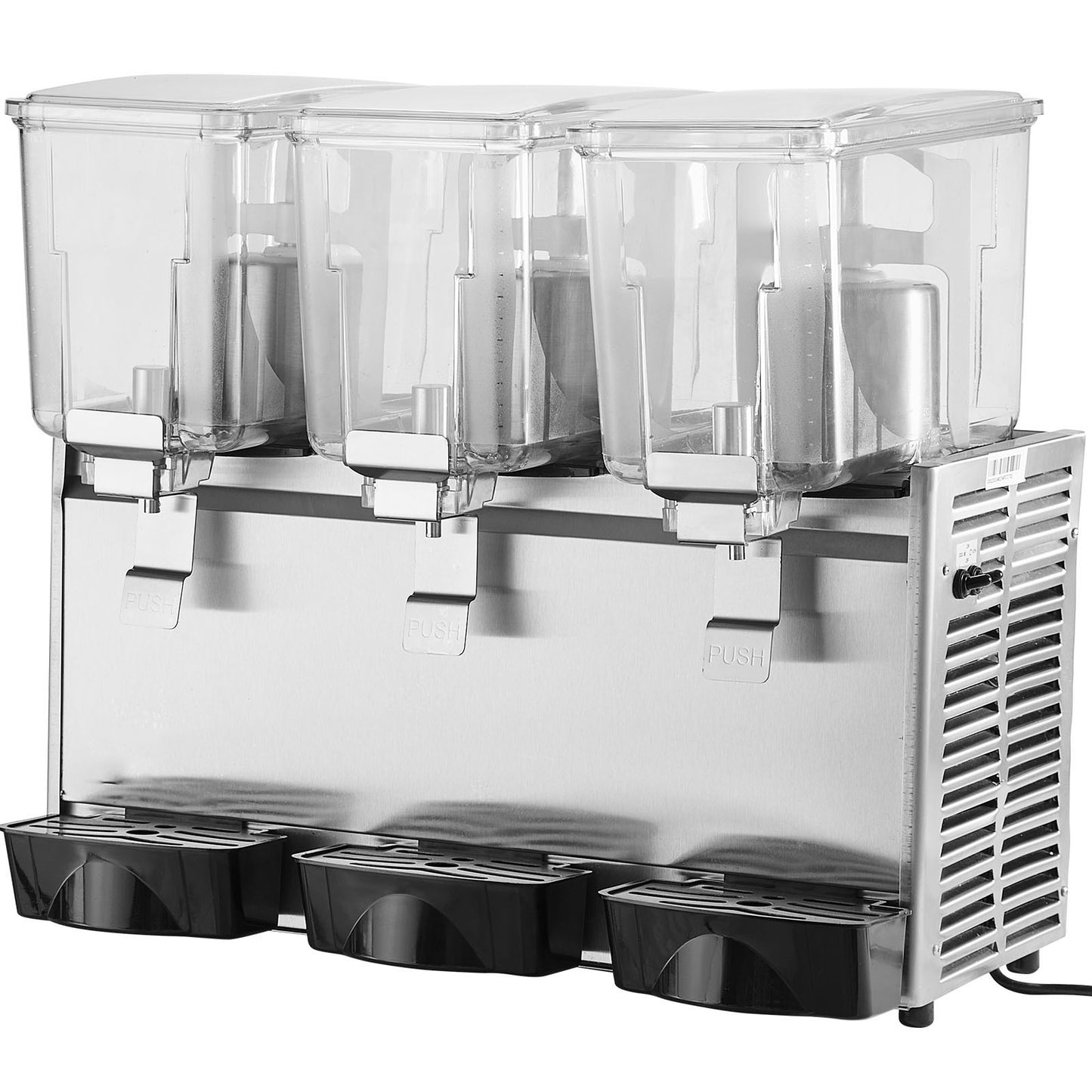 Commercial Beverage Dispenser, 13.6 qt 3-Tank Refrigerated Drink Machine, 304 Stainless Steel Cold Juice Dispenser