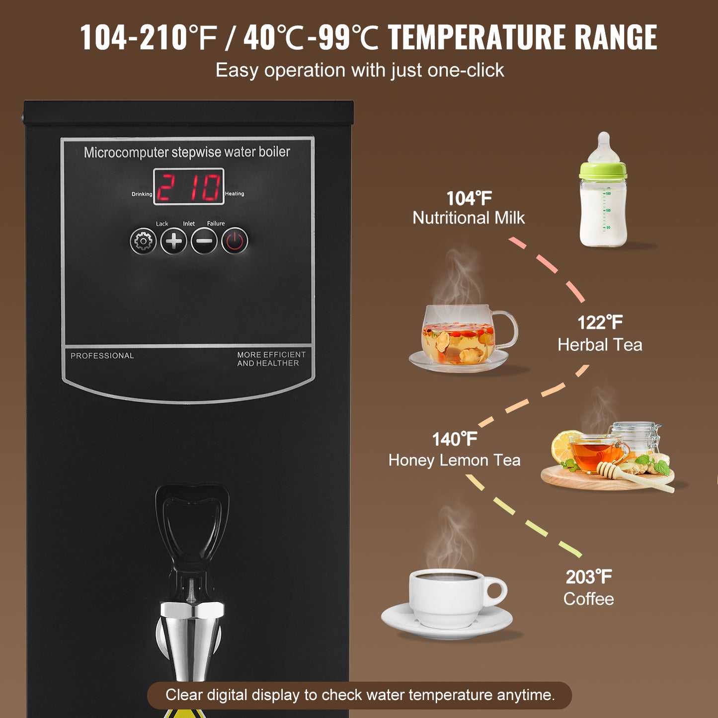 Commercial Water Boiler 20 L, 1500W Electric Hot Water Dispenser, 316 Stainless Steel, 50 L/Hour Fast Heating