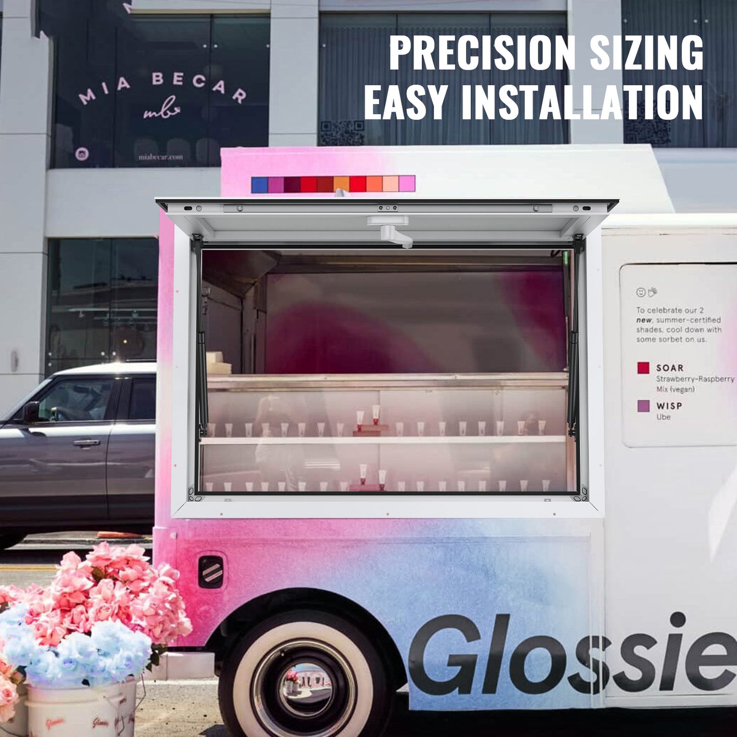 48 x 36 in. Concession Window for Food Truck, Aluminum Service Window with Awning Door 85 Degree for Trailers