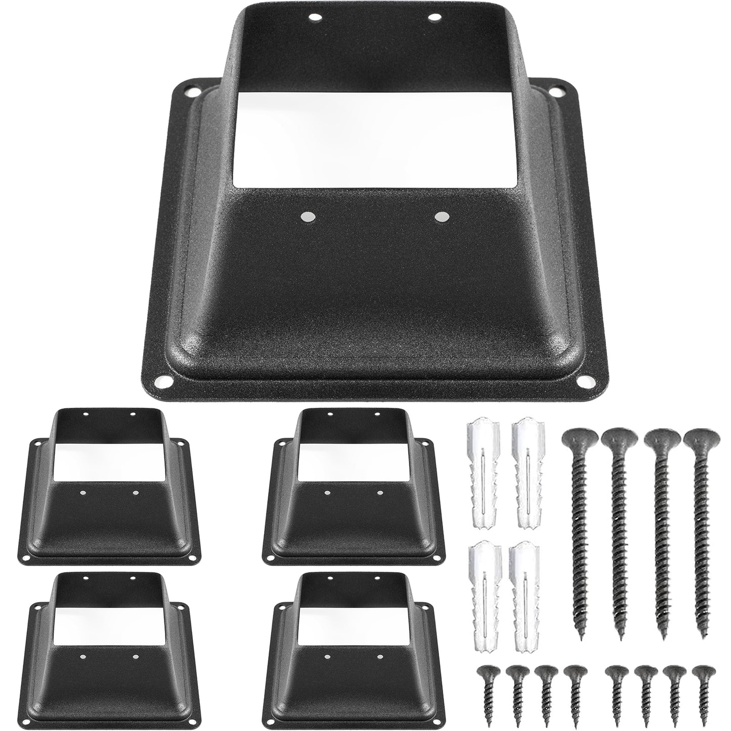 Deck Post Base 5 PCS Post Base Skirt 4x4 (Actual 3.38x3.38) Post Support Flange 2.5LBS Deck Post Skirt Black Powder-Coated Decking Post Base with Thick Steel for Deck Supports Porch Railings