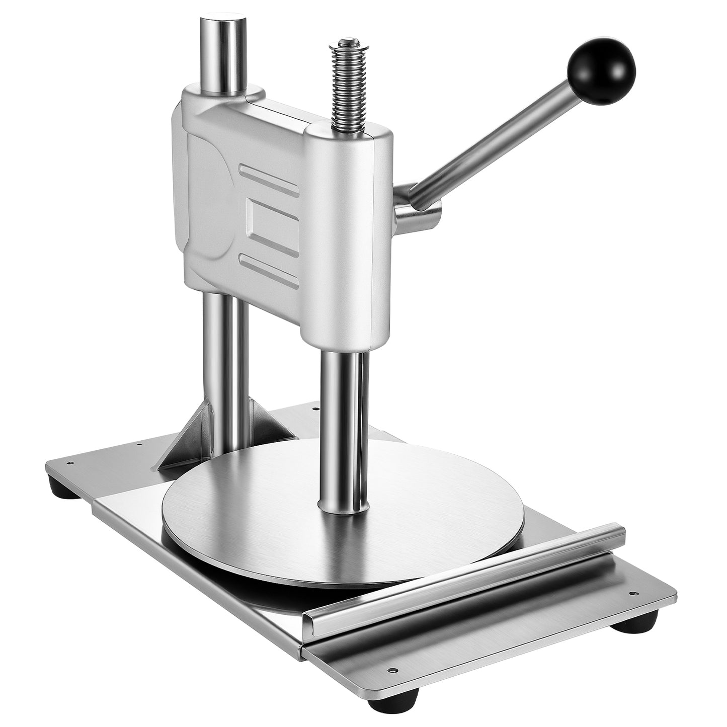 Manual Pizza Dough Press, 9.5 in. Stainless Steel Tortilla Maker with Lever, 100 Parchment Sheets, Commercial