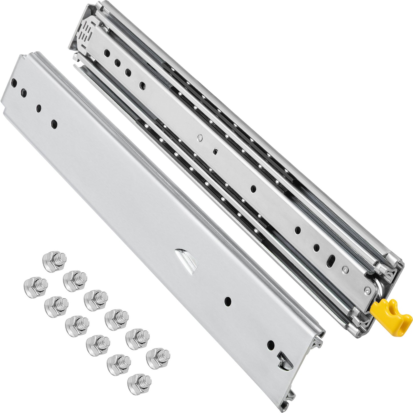 Heavy Duty Drawer Slides 22in Length, Locking Drawer Slides 500lbs Load Capacity Full Extension Drawer Slide 1 Pair Side Mount Ball Bearing Drawer Glides Cabinet Industrial Shelf