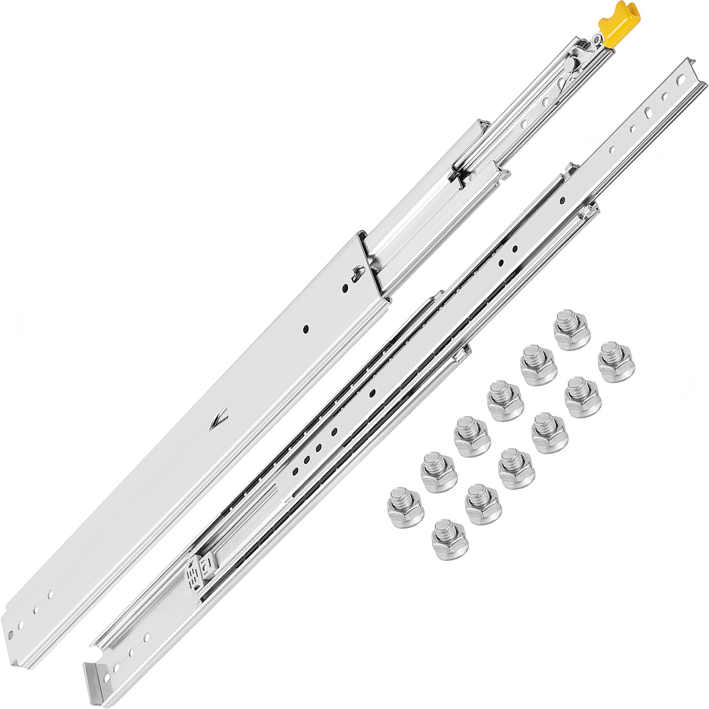 Heavy Duty Drawer Slides 24 Length, Locking Drawer Slides 500lbs Load Capacity Long Full Extension Drawer Slide 1 Pair Side Mount Ball Bearing Drawer Glides Push to Open Drawer Runners Rail