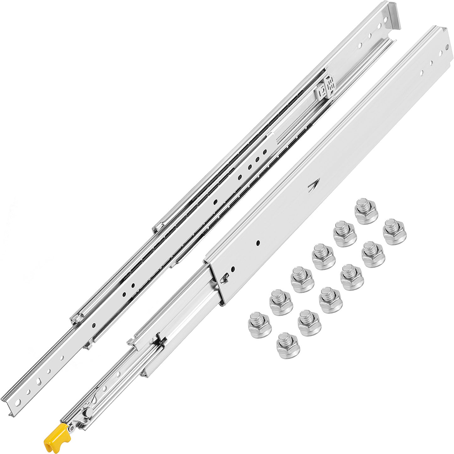 Heavy Duty Drawer Slides 22in Length, Locking Drawer Slides 500lbs Load Capacity Full Extension Drawer Slide 1 Pair Side Mount Ball Bearing Drawer Glides Cabinet Industrial Shelf