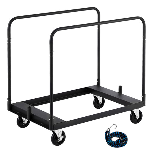 Drywall Cart Dolly, 1800 lbs Load Capacity, Steel Panel Truck Cart with 5 inch Swivel Casters, Lumber Drywall Dolly with with Tie-Down Strap  3 Side Handrails for Factory, Warehouse, Garage, Black